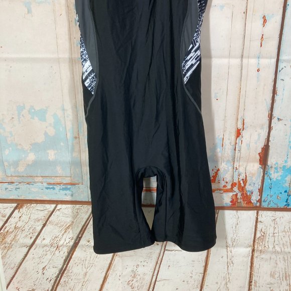 My Charmo Size L Women’s One Piece Swimsuit Boy Short Leg Black White Dive Yoga - Picture 3 of 16